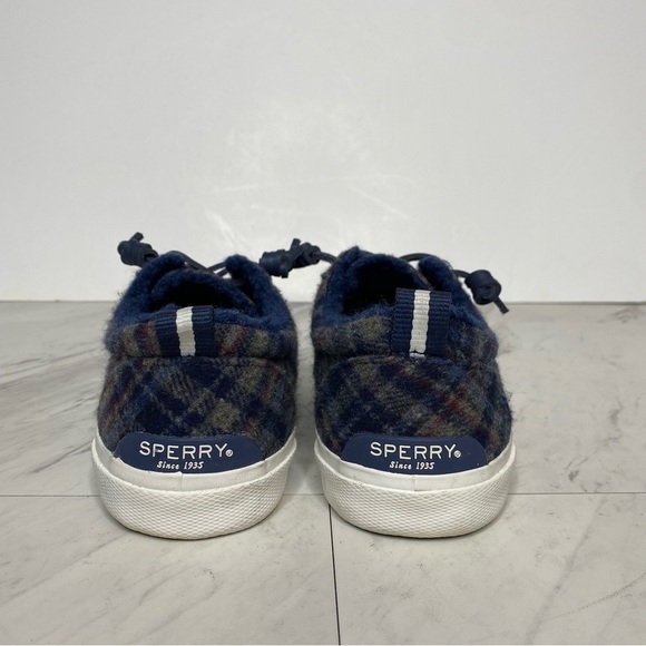 New! Sperry Pier Wave Blue Plaid Slip On Sneaker 9 - Picture 3 of 14